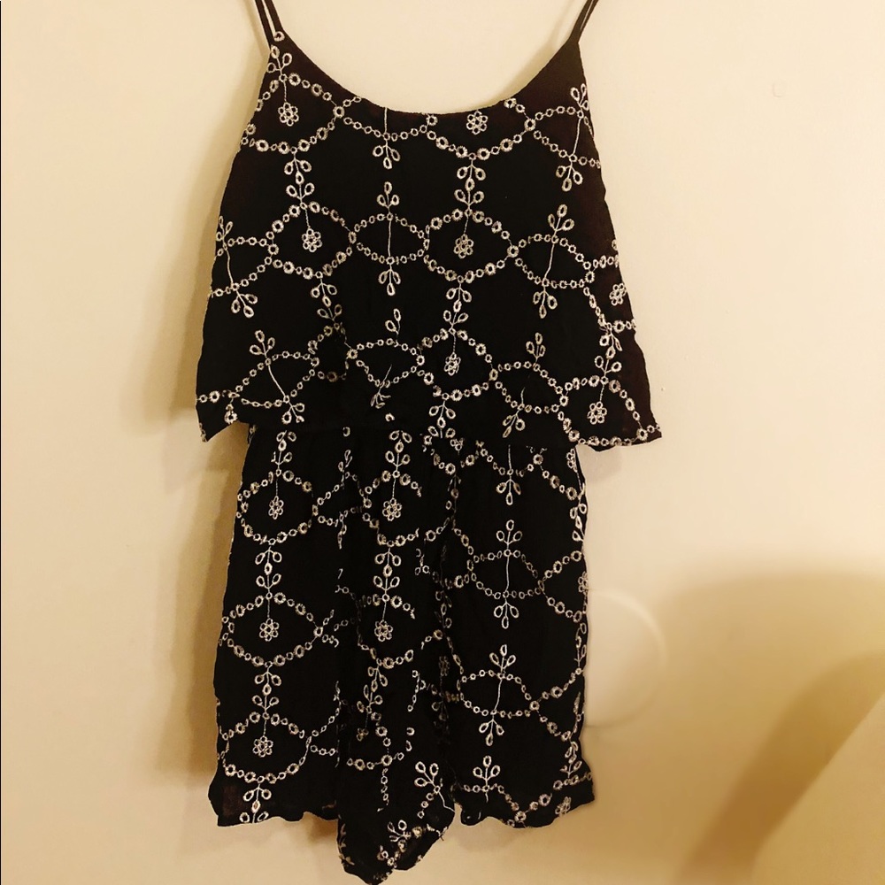 Black Romper with White Detail